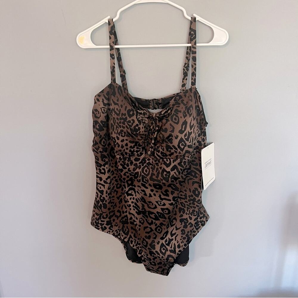 NWT Embrace Your Curves Leopard Print One Piece Swimsuit Plus Size 2X / 20 - 22